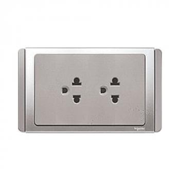 NEO three-pin double outlet socket